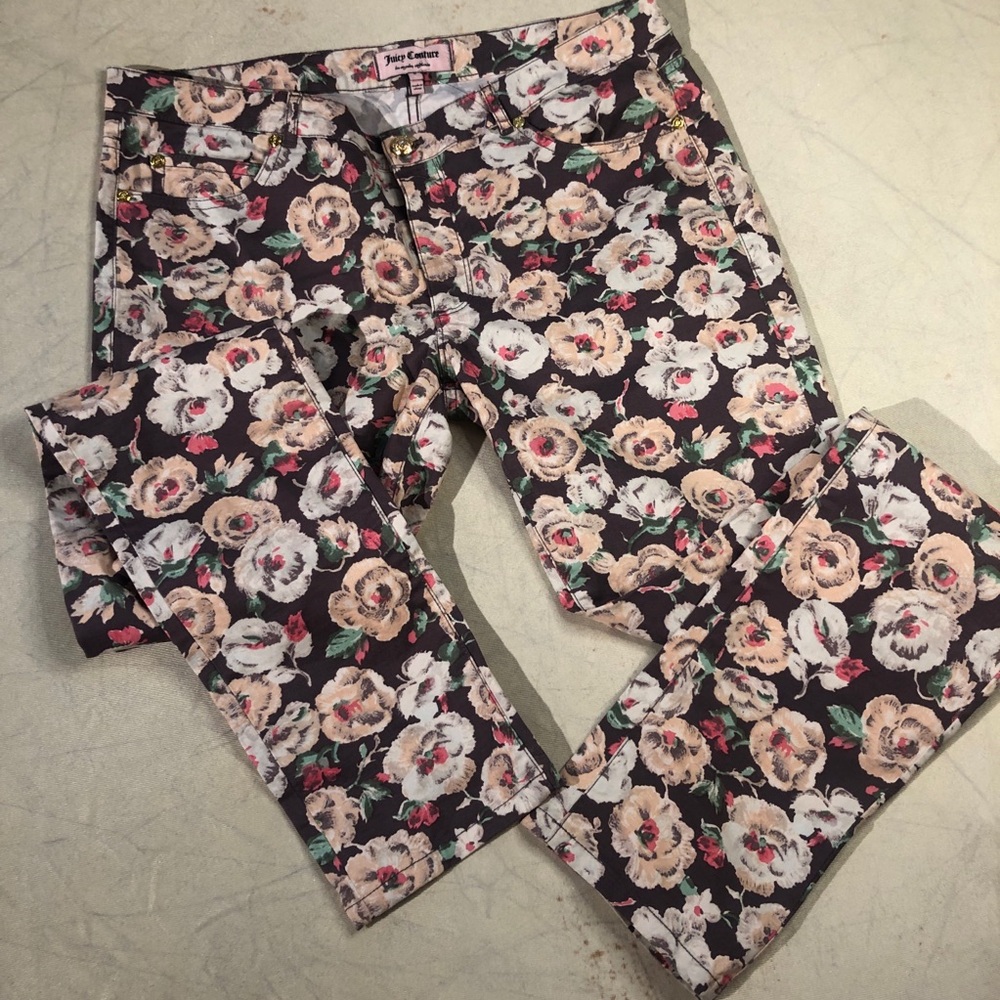 Juicy Couture Floral Straight Leg Pants . Size 6 EUC